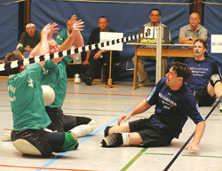 Mit elf Siegen sicherten sich Wolfgang Christ (im Hintergrund auf rechtsaußen) und seine Sitzballer aus Emmelshausen den Europameistertitel.